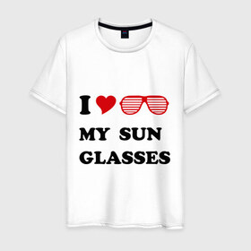 Мужская футболка хлопок с принтом Солнцезащитные очки в Новосибирске, 100% хлопок | прямой крой, круглый вырез горловины, длина до линии бедер, слегка спущенное плечо. | 