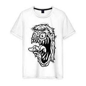 Мужская футболка хлопок с принтом Мутант в Новосибирске, 100% хлопок | прямой крой, круглый вырез горловины, длина до линии бедер, слегка спущенное плечо. | monster | монстр | мутант | пасть | ужас | чодовище | шок