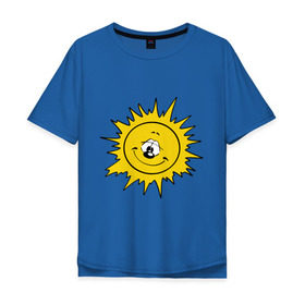Мужская футболка хлопок Oversize с принтом Солнышко в Новосибирске, 100% хлопок | свободный крой, круглый ворот, “спинка” длиннее передней части | 