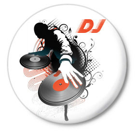 Значок с принтом DJ Blak в Новосибирске,  металл | круглая форма, металлическая застежка в виде булавки | dj | music | sound | ди джей | диджей | музыка | трек