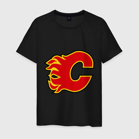 Мужская футболка хлопок с принтом Calgary Flames McDonald в Новосибирске, 100% хлопок | прямой крой, круглый вырез горловины, длина до линии бедер, слегка спущенное плечо. | 