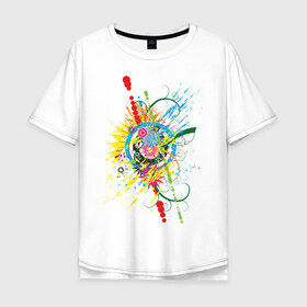 Мужская футболка хлопок Oversize с принтом Абстракция в Новосибирске, 100% хлопок | свободный крой, круглый ворот, “спинка” длиннее передней части | colors | абстракция | буйство красок | бурная фантазия | краски | орнамент | рисунок | творчество | узор | фантазия | цвета | цветная фантазия | цветочная фантазия