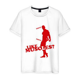 Мужская футболка хлопок с принтом Like muscles в Новосибирске, 100% хлопок | прямой крой, круглый вырез горловины, длина до линии бедер, слегка спущенное плечо. | емельяненко