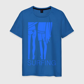 Мужская футболка хлопок с принтом Surfing (3) в Новосибирске, 100% хлопок | прямой крой, круглый вырез горловины, длина до линии бедер, слегка спущенное плечо. | Тематика изображения на принте: surf | surfing | волна | серф | серфер | серфинг