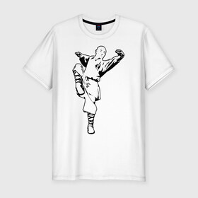 Мужская футболка премиум с принтом Кунг-фу в Новосибирске, 92% хлопок, 8% лайкра | приталенный силуэт, круглый вырез ворота, длина до линии бедра, короткий рукав | 