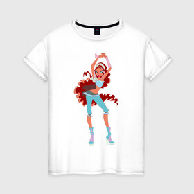 Женская футболка хлопок с принтом Лейла в Новосибирске, 100% хлопок | прямой крой, круглый вырез горловины, длина до линии бедер, слегка спущенное плечо | winx | винкс | лейлалейла