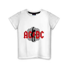 Детская футболка хлопок с принтом AC DC Ангус Янг в Новосибирске, 100% хлопок | круглый вырез горловины, полуприлегающий силуэт, длина до линии бедер | ac dc | acdc | acds | heavy metal | metal | rock | trash metal | квартет | метал | рок | рок группа | рок группы | трэш метал | хеви метал