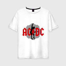 Женская футболка хлопок Oversize с принтом AC DC Ангус Янг в Новосибирске, 100% хлопок | свободный крой, круглый ворот, спущенный рукав, длина до линии бедер
 | ac dc | acdc | acds | heavy metal | metal | rock | trash metal | квартет | метал | рок | рок группа | рок группы | трэш метал | хеви метал