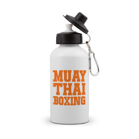 Бутылка спортивная с принтом Muay Thai Boxing в Новосибирске, металл | емкость — 500 мл, в комплекте две пластиковые крышки и карабин для крепления | емельяненко | муай тай
