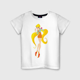 Детская футболка хлопок с принтом Stella в Новосибирске, 100% хлопок | круглый вырез горловины, полуприлегающий силуэт, длина до линии бедер | stella | stellaвинкс | winx | стелла