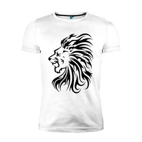Мужская футболка премиум с принтом Лев чандр в Новосибирске, 92% хлопок, 8% лайкра | приталенный силуэт, круглый вырез ворота, длина до линии бедра, короткий рукав | голова льва | лев | лев чандр