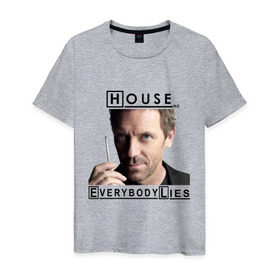 Мужская футболка хлопок с принтом House idea в Новосибирске, 100% хлопок | прямой крой, круглый вырез горловины, длина до линии бедер, слегка спущенное плечо. | everybody lies | haus | house | все лгут | доктор | хауз | хаус | хью лори