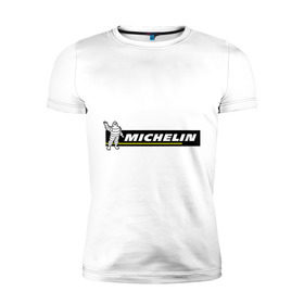 Мужская футболка премиум с принтом Michelin в Новосибирске, 92% хлопок, 8% лайкра | приталенный силуэт, круглый вырез ворота, длина до линии бедра, короткий рукав | michelin | авто | авто2012 | автомобили | машины | мишлен | тачки | тюнинг | шины мишлен