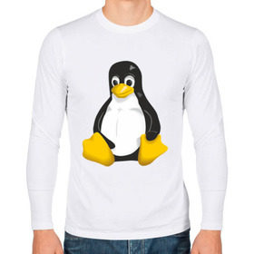 Мужской лонгслив хлопок с принтом Linux (7) в Новосибирске, 100% хлопок |  | пингвин