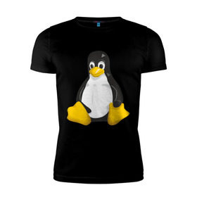 Мужская футболка премиум с принтом Linux (7) в Новосибирске, 92% хлопок, 8% лайкра | приталенный силуэт, круглый вырез ворота, длина до линии бедра, короткий рукав | пингвин