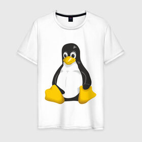 Мужская футболка хлопок с принтом Linux (7) в Новосибирске, 100% хлопок | прямой крой, круглый вырез горловины, длина до линии бедер, слегка спущенное плечо. | пингвин