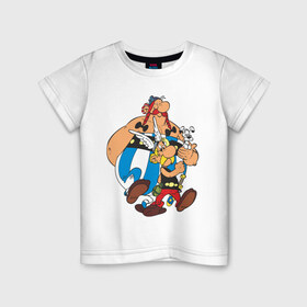 Детская футболка хлопок с принтом Asterix&Obelix (3) в Новосибирске, 100% хлопок | круглый вырез горловины, полуприлегающий силуэт, длина до линии бедер | астерикс | астерикс и обеликс | обеликс