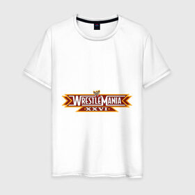 Мужская футболка хлопок с принтом WrestleMania (2) в Новосибирске, 100% хлопок | прямой крой, круглый вырез горловины, длина до линии бедер, слегка спущенное плечо. | Тематика изображения на принте: джон сина