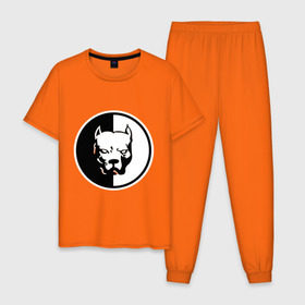 Мужская пижама хлопок с принтом Pitbull (2) в Новосибирске, 100% хлопок | брюки и футболка прямого кроя, без карманов, на брюках мягкая резинка на поясе и по низу штанин
 | pitbull | спартак