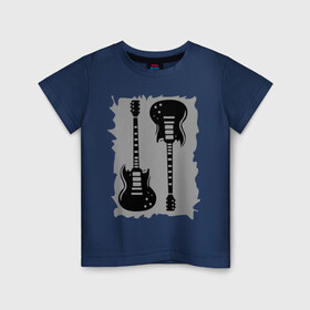 Детская футболка хлопок с принтом Две гитары в Новосибирске, 100% хлопок | круглый вырез горловины, полуприлегающий силуэт, длина до линии бедер | гитара