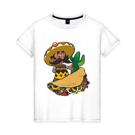 Женская футболка хлопок с принтом Мексиканец (2) в Новосибирске, 100% хлопок | прямой крой, круглый вырез горловины, длина до линии бедер, слегка спущенное плечо | 