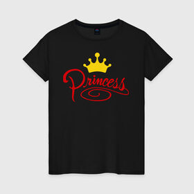 Женская футболка хлопок с принтом Princess (4) в Новосибирске, 100% хлопок | прямой крой, круглый вырез горловины, длина до линии бедер, слегка спущенное плечо | princess | девушка | королева | корона | подарок девушке