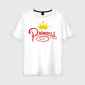 Женская футболка хлопок Oversize с принтом Princess (4) в Новосибирске, 100% хлопок | свободный крой, круглый ворот, спущенный рукав, длина до линии бедер
 | princess | девушка | королева | корона | подарок девушке