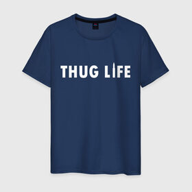 Мужская футболка хлопок с принтом Thug life в Новосибирске, 100% хлопок | прямой крой, круглый вырез горловины, длина до линии бедер, слегка спущенное плечо. | gangsta | gansta | hip | hip hop | hop | rap | пуля | реп | рэп | рэпчина | хип | хип хоп