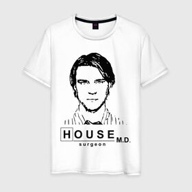 Мужская футболка хлопок с принтом House m.d. Чейз в Новосибирске, 100% хлопок | прямой крой, круглый вырез горловины, длина до линии бедер, слегка спущенное плечо. | house | house md | все врут | доктор хауз | доктор хаус | хаус | хью лори | чейз