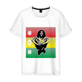 Мужская футболка хлопок с принтом Bob Marley (3) в Новосибирске, 100% хлопок | прямой крой, круглый вырез горловины, длина до линии бедер, слегка спущенное плечо. | bob | bob marley | reggae | боб марли | музыка | раста | растаманские | регги