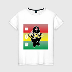 Женская футболка хлопок с принтом Bob Marley (3) в Новосибирске, 100% хлопок | прямой крой, круглый вырез горловины, длина до линии бедер, слегка спущенное плечо | bob | bob marley | reggae | боб марли | музыка | раста | растаманские | регги