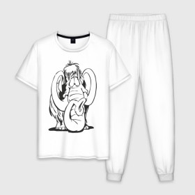 Мужская пижама хлопок с принтом Мамонтенок в Новосибирске, 100% хлопок | брюки и футболка прямого кроя, без карманов, на брюках мягкая резинка на поясе и по низу штанин
 | слон