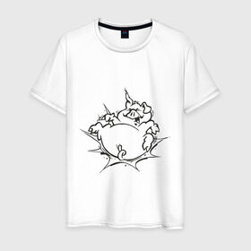 Мужская футболка хлопок с принтом Поросенок в Новосибирске, 100% хлопок | прямой крой, круглый вырез горловины, длина до линии бедер, слегка спущенное плечо. | поросенок | свинка | свинья | хрюн | хрюшка