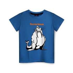 Детская футболка хлопок с принтом Самый сильный в Новосибирске, 100% хлопок | круглый вырез горловины, полуприлегающий силуэт, длина до линии бедер | ferocious | дикий | жестокий | животные | морж | самый сильный | свирепый