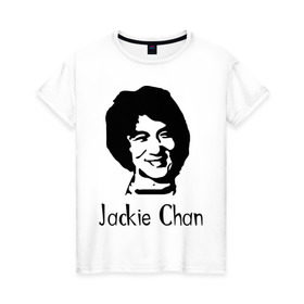 Женская футболка хлопок с принтом Jackie Chan в Новосибирске, 100% хлопок | прямой крой, круглый вырез горловины, длина до линии бедер, слегка спущенное плечо | 