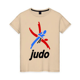 Женская футболка хлопок с принтом Дзюдо - Judo эмблема в Новосибирске, 100% хлопок | прямой крой, круглый вырез горловины, длина до линии бедер, слегка спущенное плечо | дзюдо