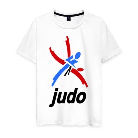 Мужская футболка хлопок с принтом Дзюдо - Judo эмблема в Новосибирске, 100% хлопок | прямой крой, круглый вырез горловины, длина до линии бедер, слегка спущенное плечо. | дзюдо