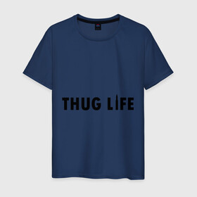 Мужская футболка хлопок с принтом Thug life в Новосибирске, 100% хлопок | прямой крой, круглый вырез горловины, длина до линии бедер, слегка спущенное плечо. | gangsta | gansta | hip | hip hop | hop | rap | пуля | реп | рэп | рэпчина | хип | хип хоп | хоп