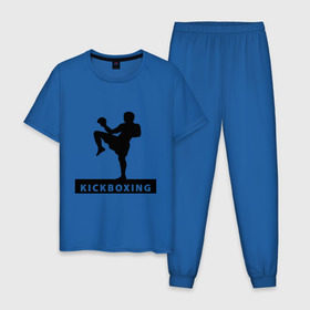 Мужская пижама хлопок с принтом Kickboxing (3) в Новосибирске, 100% хлопок | брюки и футболка прямого кроя, без карманов, на брюках мягкая резинка на поясе и по низу штанин
 | кикбоксинг
