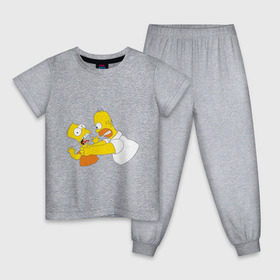 Детская пижама хлопок с принтом Гомер душит Барта в Новосибирске, 100% хлопок |  брюки и футболка прямого кроя, без карманов, на брюках мягкая резинка на поясе и по низу штанин
 | гомер