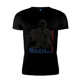 Мужская футболка премиум с принтом House m.d. Genious в Новосибирске, 92% хлопок, 8% лайкра | приталенный силуэт, круглый вырез ворота, длина до линии бедра, короткий рукав | house | house md | доктор хауз | доктор хаус | хаус | хью лори