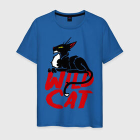 Мужская футболка хлопок с принтом Wild Cat (2) в Новосибирске, 100% хлопок | прямой крой, круглый вырез горловины, длина до линии бедер, слегка спущенное плечо. | wild cat | дикая кошка | киса | кошечка | кошка | кошки