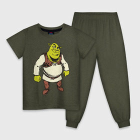 Детская пижама хлопок с принтом Shrek (3) в Новосибирске, 100% хлопок |  брюки и футболка прямого кроя, без карманов, на брюках мягкая резинка на поясе и по низу штанин
 | Тематика изображения на принте: shrek | шрек