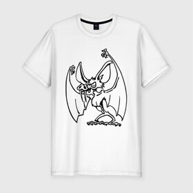 Мужская футболка премиум с принтом Летучая мышь в Новосибирске, 92% хлопок, 8% лайкра | приталенный силуэт, круглый вырез ворота, длина до линии бедра, короткий рукав | летучая мышь | мышь | птица | птицы | рукокрылые