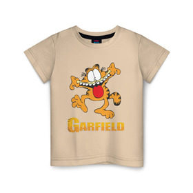 Детская футболка хлопок с принтом Garfield в Новосибирске, 100% хлопок | круглый вырез горловины, полуприлегающий силуэт, длина до линии бедер | garfield | гарфилд