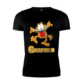 Мужская футболка премиум с принтом Garfield в Новосибирске, 92% хлопок, 8% лайкра | приталенный силуэт, круглый вырез ворота, длина до линии бедра, короткий рукав | garfield | гарфилд