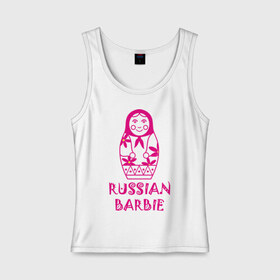 Женская майка хлопок с принтом Русская Барби в Новосибирске, 95% хлопок, 5% эластан |  | Тематика изображения на принте: russian barbie | кукла | матрешка | русская барби | символ россии