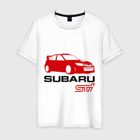 Мужская футболка хлопок с принтом Subaru sti (2) в Новосибирске, 100% хлопок | прямой крой, круглый вырез горловины, длина до линии бедер, слегка спущенное плечо. | subaru impreza | subaru impreza wrx sti | subaru sti | wrx sti | авто2012 | импреза | субару | субару импреза