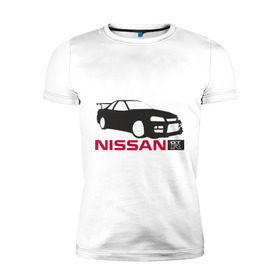 Мужская футболка премиум с принтом Nissan GTR в Новосибирске, 92% хлопок, 8% лайкра | приталенный силуэт, круглый вырез ворота, длина до линии бедра, короткий рукав | Тематика изображения на принте: nissan | nissan gtr | авто | автомобиль | машины | нисан | нисанчик | ниссан | тачки