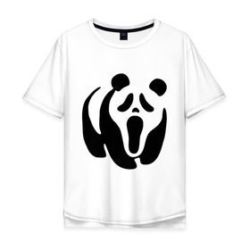 Мужская футболка хлопок Oversize с принтом Scream Panda в Новосибирске, 100% хлопок | свободный крой, круглый ворот, “спинка” длиннее передней части | панда